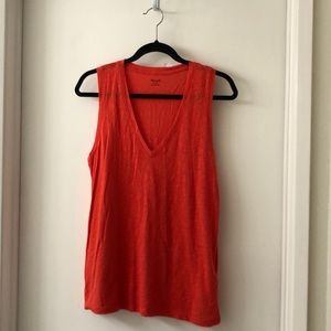 Madewell Whisper V-Neck Tank - M - Bright Poppy